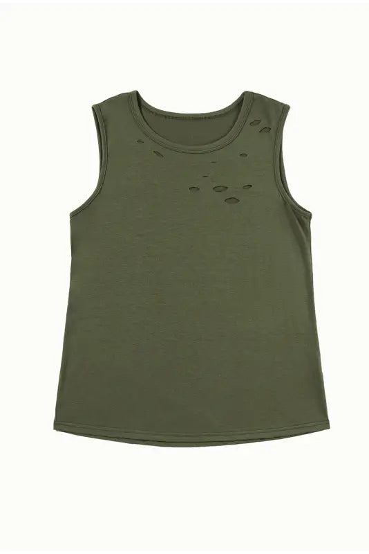 Jungle green distressed tank top - tops/tank tops