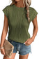 Jungle green wavy texture cap sleeve top - t-shirts