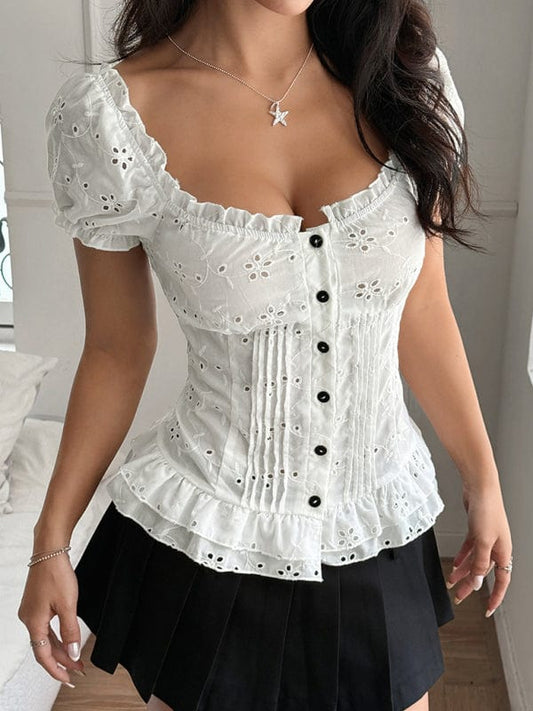 Lace Tops White / S Hot Girl Lace Cutout Top – Summer Streetwear