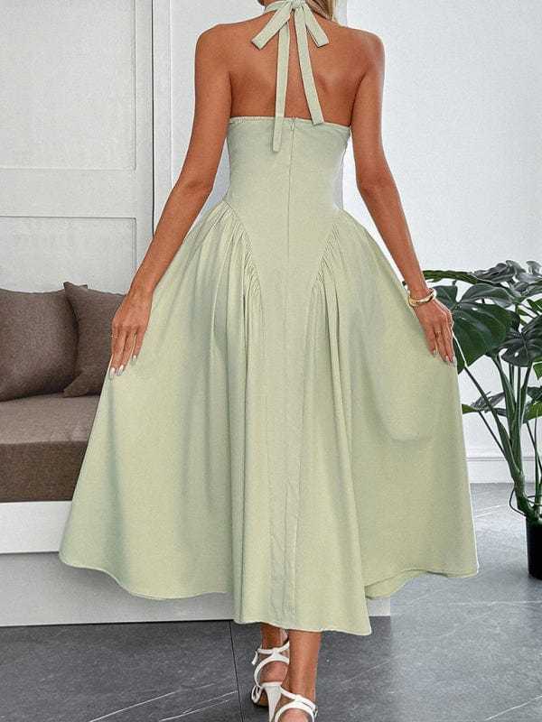 maxi dresses French Elegant Halter Maxi Dress
