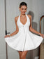 Mini Dresses French Elegant Halter Mini Dress
