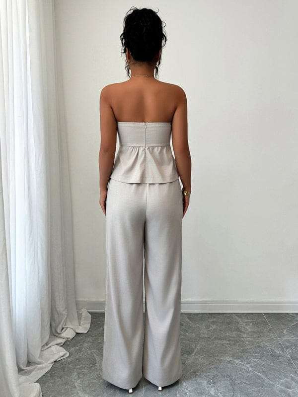 Pants Suits Eleganza Tube Top Straight Pants Suit