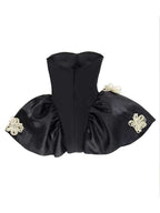 Party Dresses Black Floral Bandage Dress with Tutu Tutu