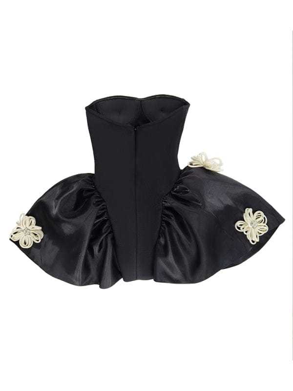 Party Dresses Black Floral Bandage Dress with Tutu Tutu