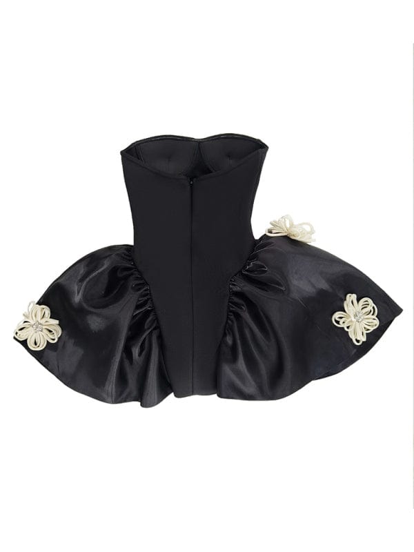 Party Dresses Black Floral Bandage Dress with Tutu Tutu