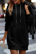 Kangaroo Pocket Quilted Hooded Dress - Fashionfitz