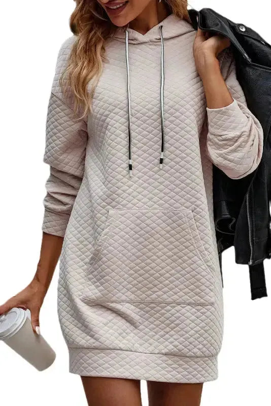 Kangaroo Pocket Quilted Hooded Dress - Fashionfitz