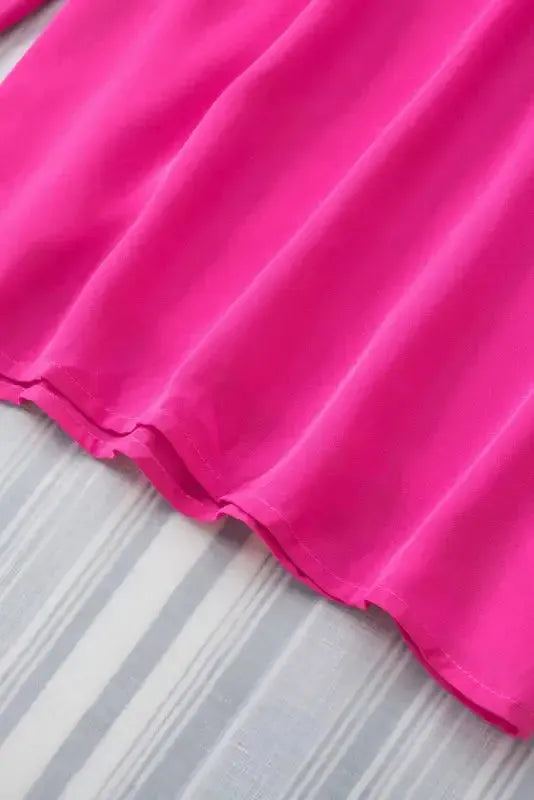 Keyhole-Back Pleated Ruffle Trim Blouse - Fashionfitz