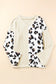 Khaki asymmetric leopard patchwork wide sleeve v neck sweater - sweaters & cardigans