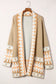 Khaki aztec knit duster cardigan - cardigans