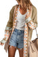 Khaki aztec knit duster cardigan - cardigans