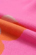 Khaki Big Flower Pattern Drop Shoulder Sweater - Fashionfitz