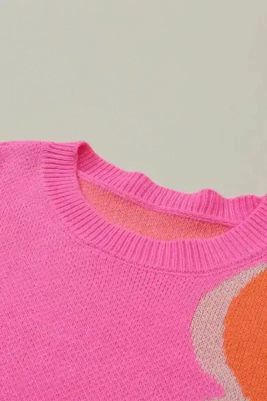 Inside view of neckline on Khaki Floral Drop Shoulder Sweater, showcasing quality stitching and soft inner knit fabric.