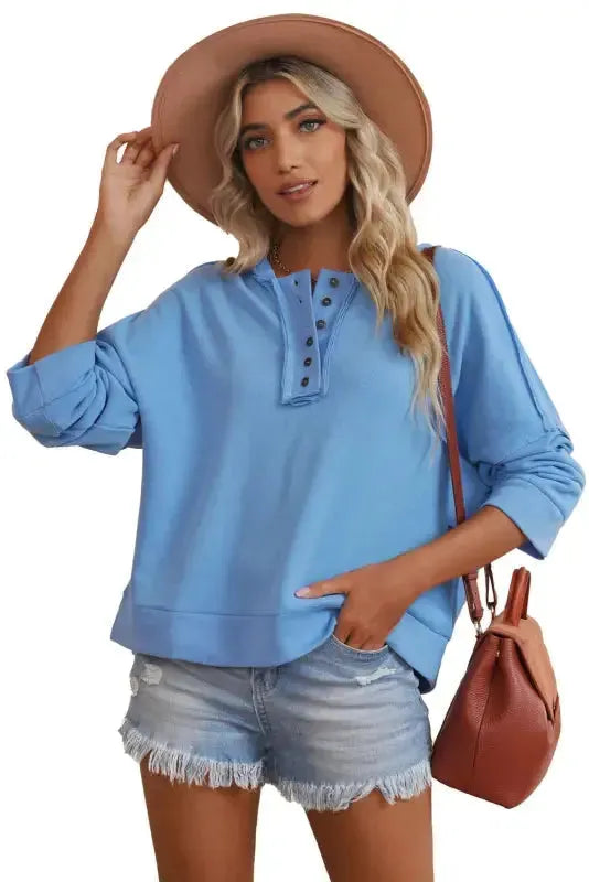 Khaki Casual Button Solid Patchwork Trim Hoodie - Fashionfitz