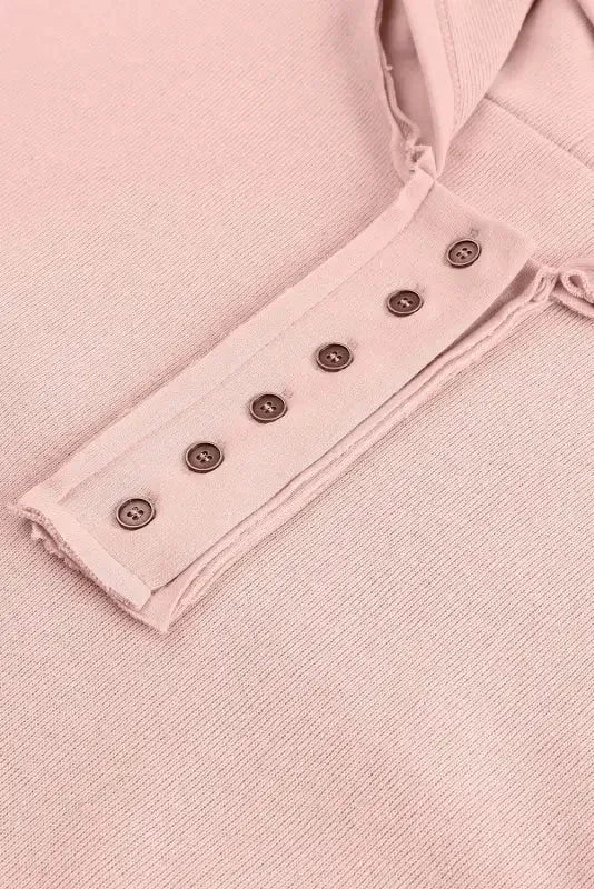 Khaki Casual Button Solid Patchwork Trim Hoodie - Fashionfitz