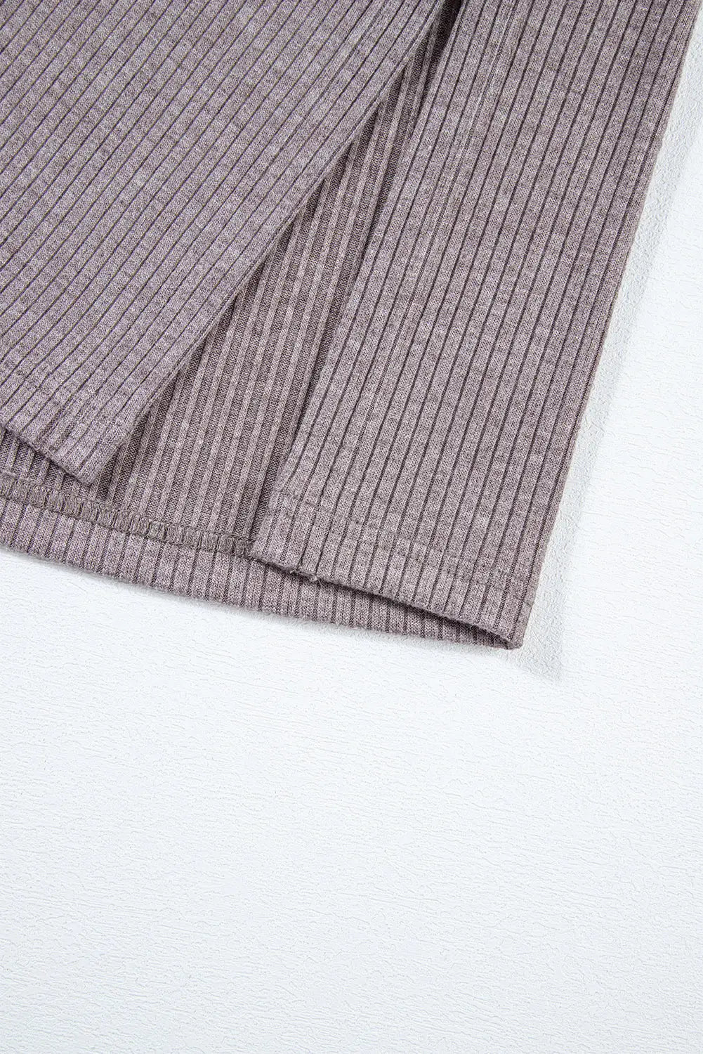 Khaki color block ribbed knit split side poncho - tops/blouses & shirts