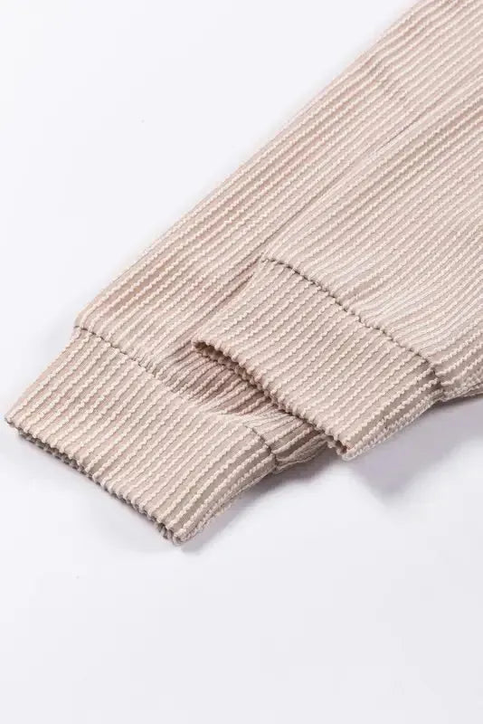 Khaki Corded 2pcs Colorblock Pullover and Pants Outfit - Fashionfitz