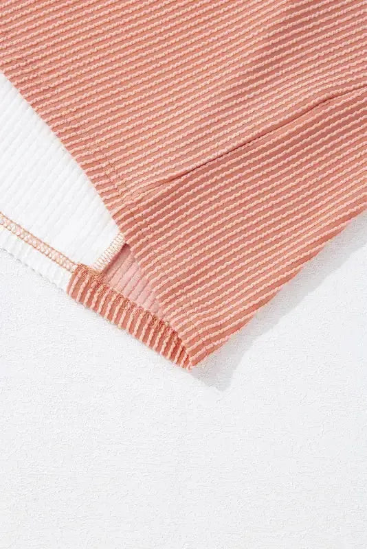 Khaki Corded 2pcs Colorblock Pullover and Pants Outfit - Fashionfitz