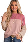Khaki Corded 2pcs Colorblock Pullover and Pants Outfit - Fashionfitz