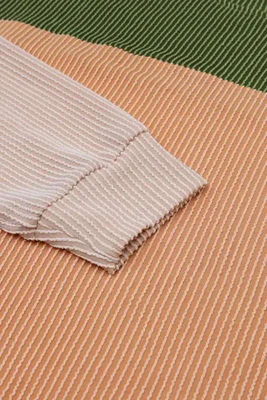 Khaki Corded 2pcs Colorblock Pullover and Pants Outfit - Fashionfitz