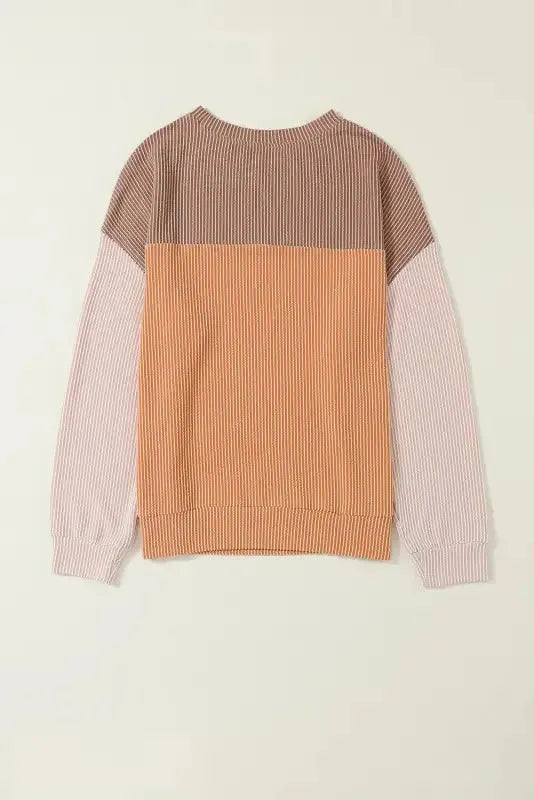 Khaki Corded 2pcs Colorblock Pullover and Pants Outfit - Fashionfitz