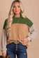 Khaki Corded 2pcs Colorblock Pullover and Pants Outfit - Fashionfitz