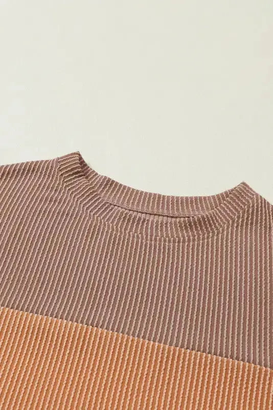 Khaki Corded 2pcs Colorblock Pullover and Pants Outfit - Fashionfitz
