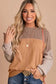 Khaki Corded 2pcs Colorblock Pullover and Pants Outfit - Fashionfitz