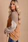 Khaki Corded 2pcs Colorblock Pullover and Pants Outfit - Fashionfitz