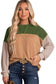 Khaki Corded 2pcs Colorblock Pullover and Pants Outfit - Fashionfitz