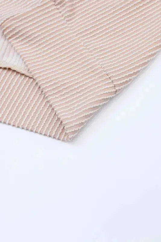 Khaki Corded 2pcs Colorblock Pullover and Pants Outfit - Fashionfitz