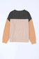 Khaki Corded 2pcs Colorblock Pullover and Pants Outfit - Fashionfitz