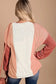 Khaki Corded 2pcs Colorblock Pullover and Pants Outfit - Fashionfitz