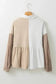 Khaki Corduroy Colorblock Button up Loose Shacket - Fashionfitz