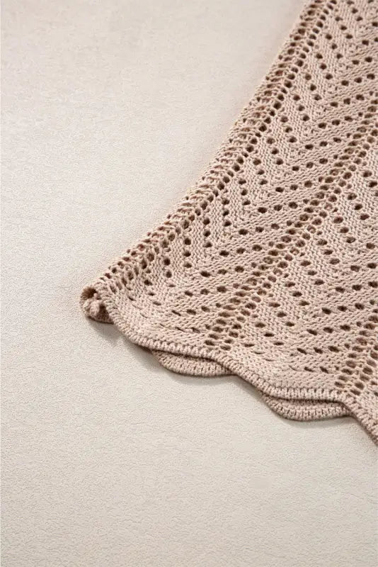 Khaki crochet knit vest - tops