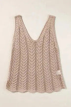 Khaki Crochet Knit Vest - Fashionfitz
