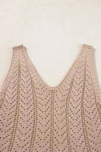 Khaki Crochet Knit Vest - Fashionfitz