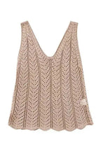Khaki Crochet Knit Vest - Fashionfitz