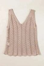 Khaki Crochet Knit Vest - Fashionfitz