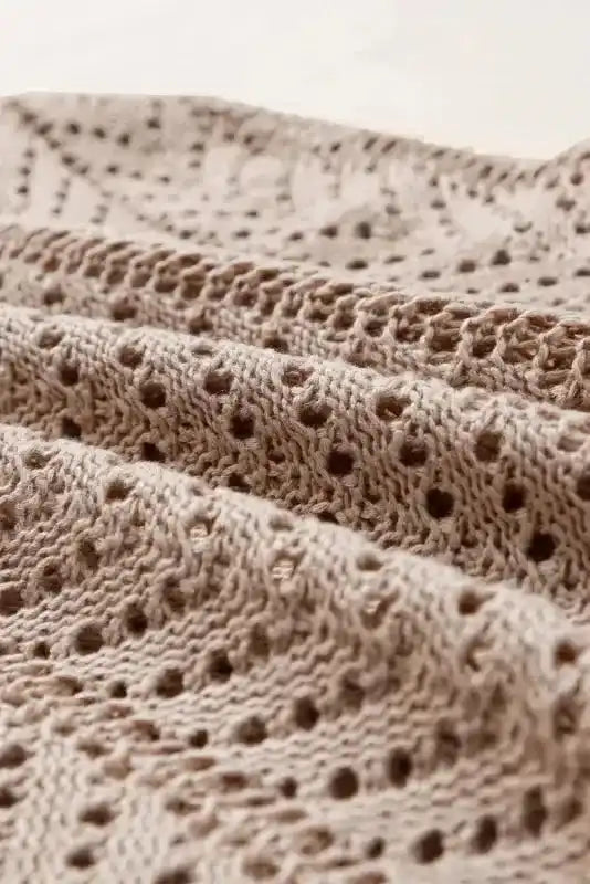 Khaki Crochet Knit Vest - Fashionfitz