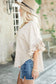 Khaki dolman ruffled sleeve loose blouse - tops