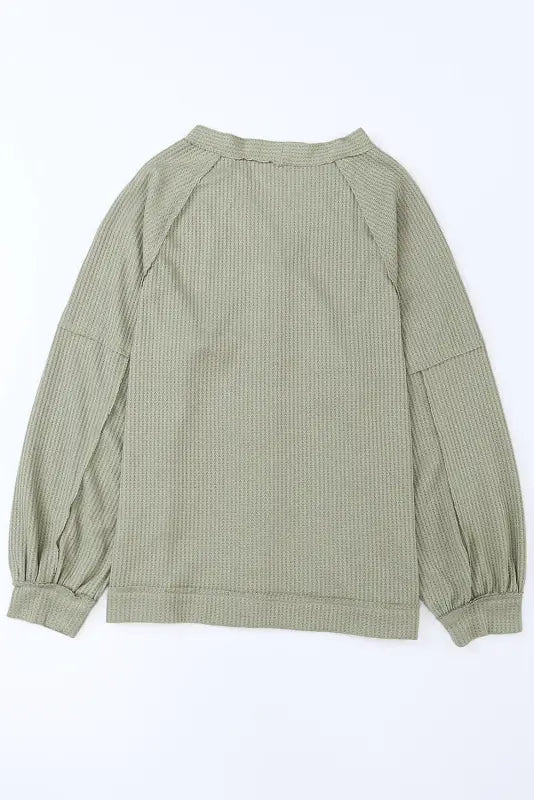 Khaki exposed seam buttons front waffle knit cardigan - sweaters & cardigans