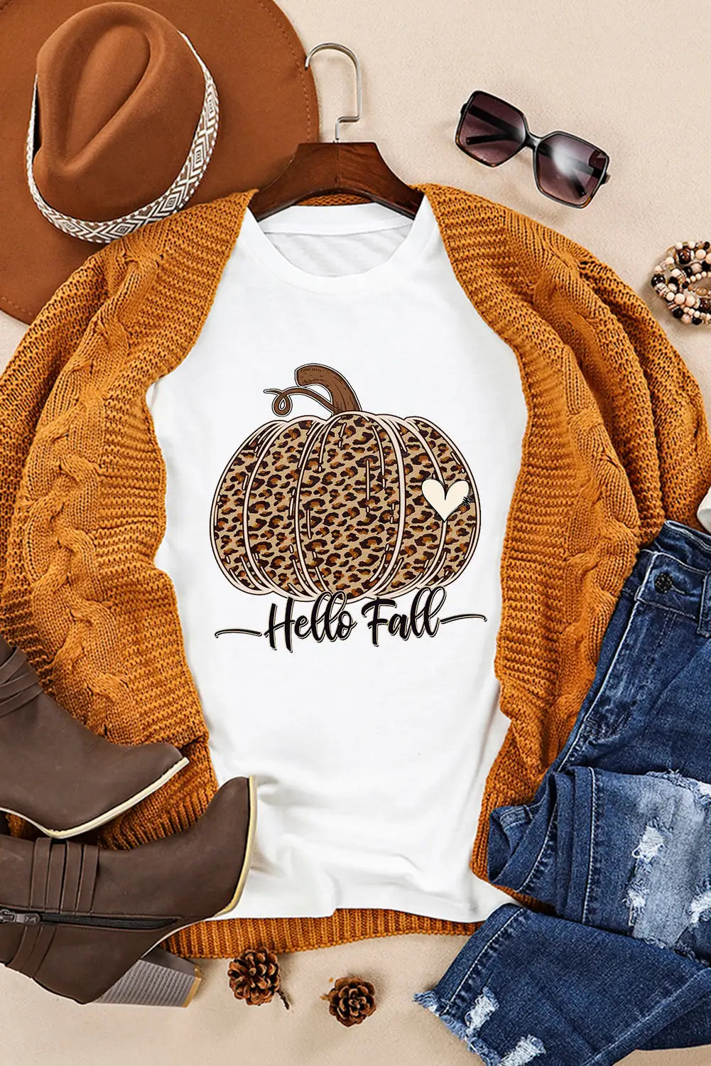 Khaki flannels hayrides pumpkins sweaters bonfires tee - graphic t-shirts