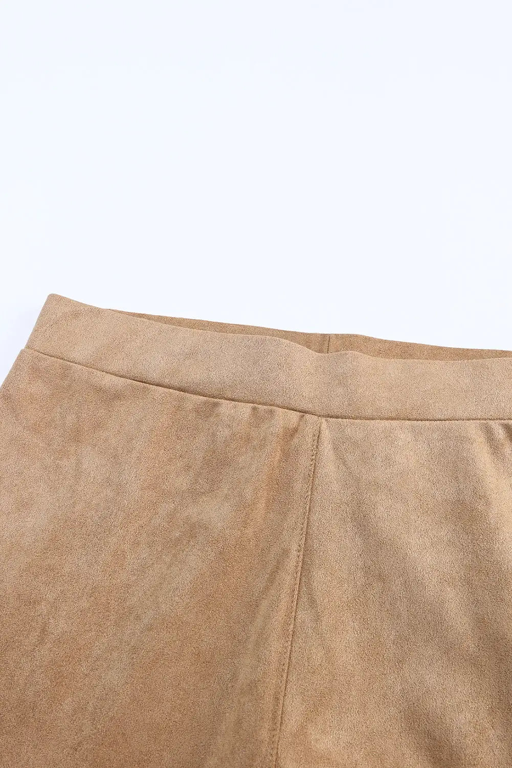 Khaki high waist faux suede skinny leggings - bottoms