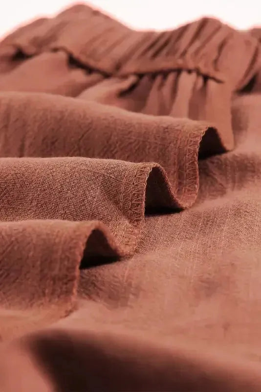 Khaki High Waist Pocketed Ruffle Shorts - Fashionfitz