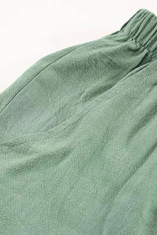 Khaki High Waist Pocketed Ruffle Shorts - Fashionfitz