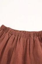 Khaki High Waist Pocketed Ruffle Shorts - Fashionfitz