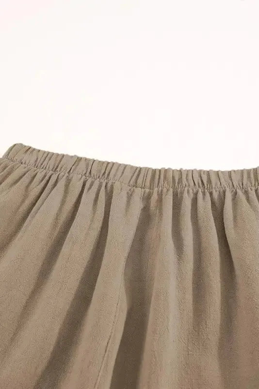 Khaki High Waist Pocketed Ruffle Shorts - Fashionfitz