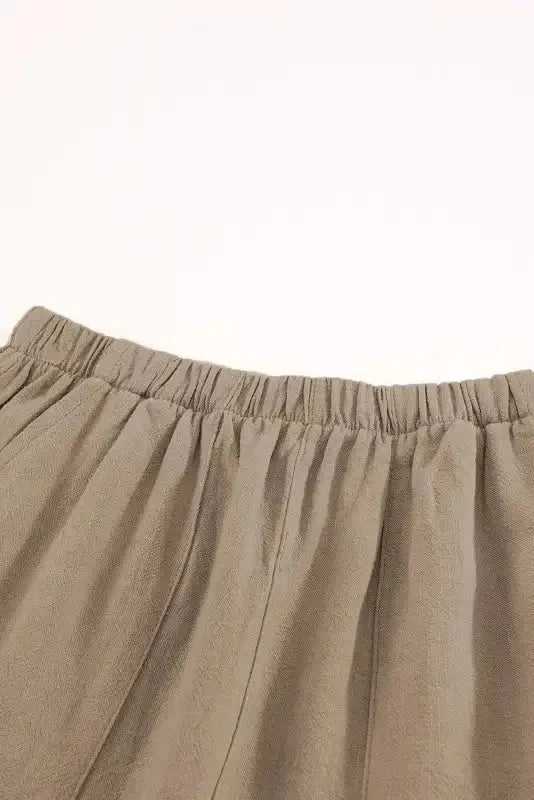 Khaki High Waist Pocketed Ruffle Shorts - Fashionfitz