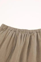 Khaki High Waist Pocketed Ruffle Shorts - Fashionfitz